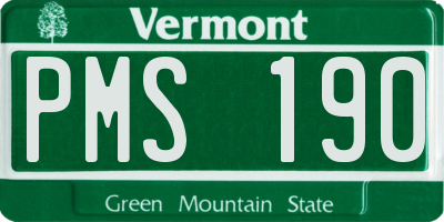 VT license plate PMS190