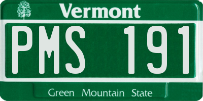 VT license plate PMS191