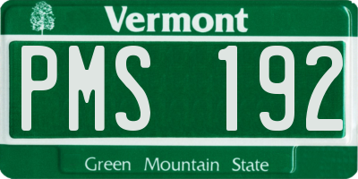 VT license plate PMS192