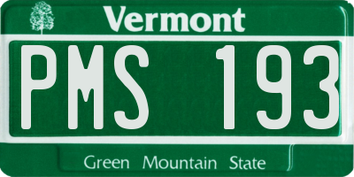 VT license plate PMS193