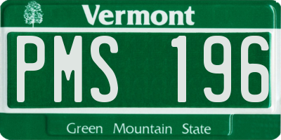 VT license plate PMS196