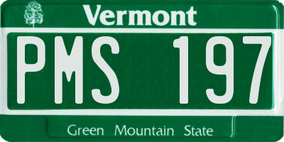 VT license plate PMS197