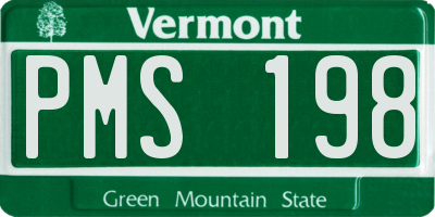 VT license plate PMS198