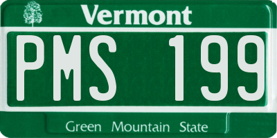 VT license plate PMS199