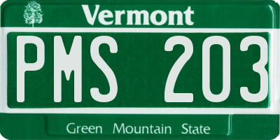 VT license plate PMS203