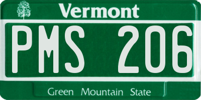 VT license plate PMS206