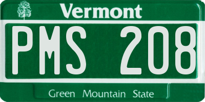 VT license plate PMS208