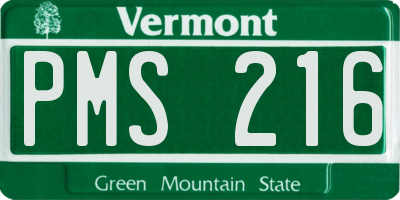 VT license plate PMS216