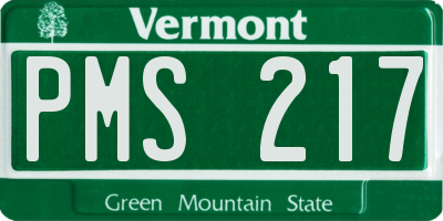 VT license plate PMS217