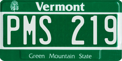 VT license plate PMS219