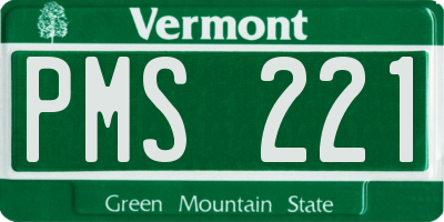 VT license plate PMS221
