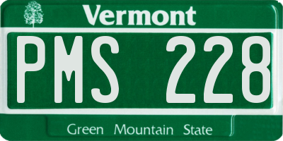 VT license plate PMS228