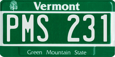 VT license plate PMS231
