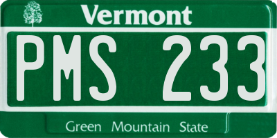VT license plate PMS233