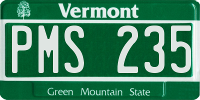 VT license plate PMS235