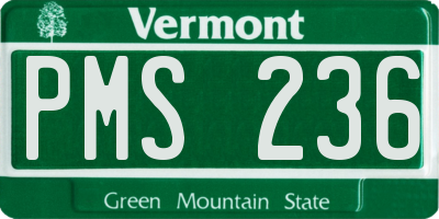 VT license plate PMS236
