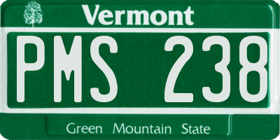 VT license plate PMS238