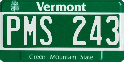 VT license plate PMS243