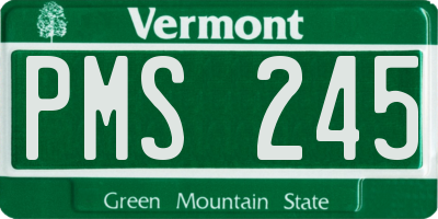 VT license plate PMS245