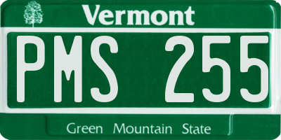 VT license plate PMS255