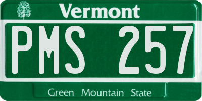 VT license plate PMS257