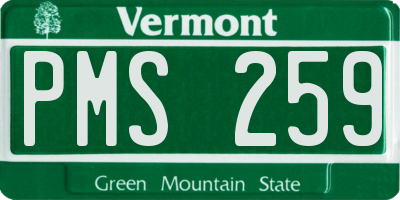 VT license plate PMS259