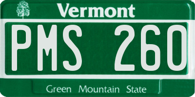 VT license plate PMS260