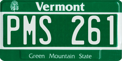 VT license plate PMS261