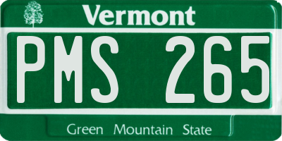 VT license plate PMS265