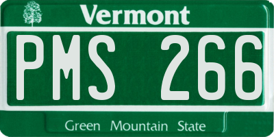 VT license plate PMS266