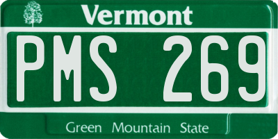 VT license plate PMS269
