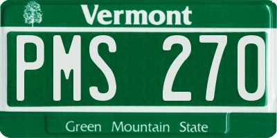 VT license plate PMS270