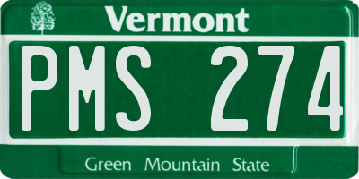 VT license plate PMS274