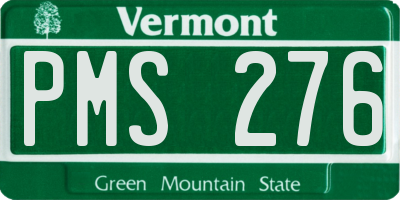 VT license plate PMS276