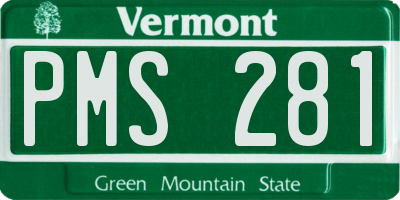 VT license plate PMS281