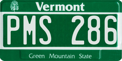 VT license plate PMS286