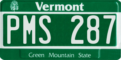 VT license plate PMS287