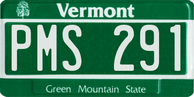 VT license plate PMS291