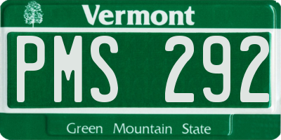 VT license plate PMS292