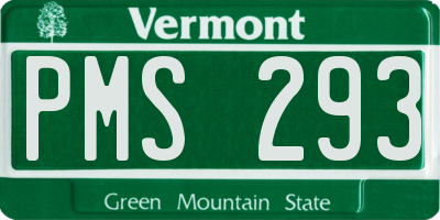VT license plate PMS293