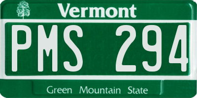 VT license plate PMS294