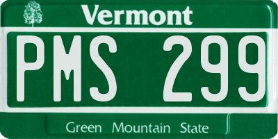 VT license plate PMS299