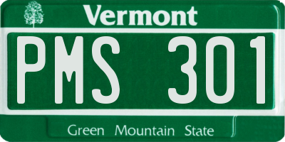 VT license plate PMS301