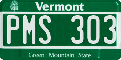 VT license plate PMS303