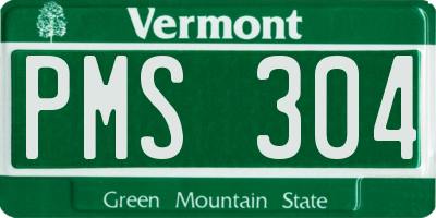 VT license plate PMS304