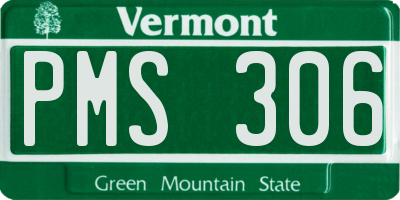 VT license plate PMS306