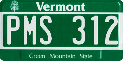 VT license plate PMS312