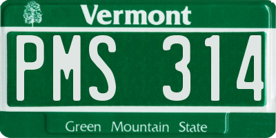 VT license plate PMS314