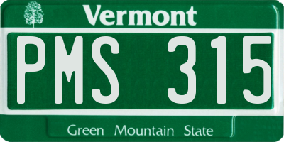 VT license plate PMS315