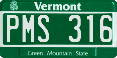 VT license plate PMS316